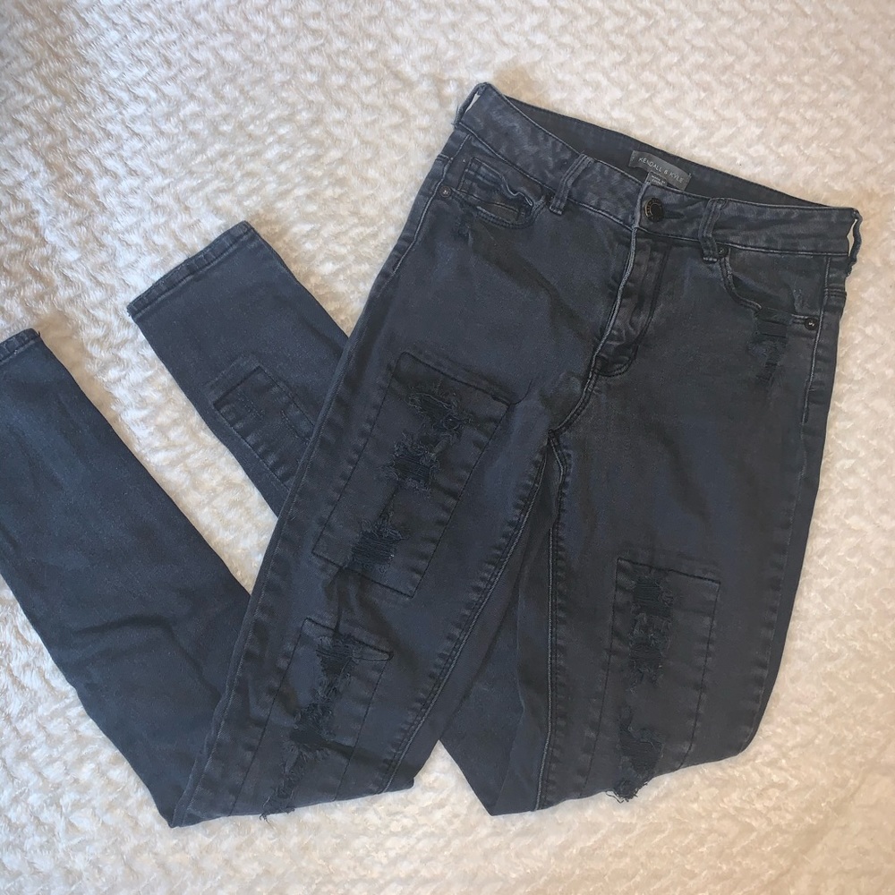 Kendall & Kylie Distressed High-Rise Skinny Jeans